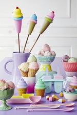 colourful garden candles ice cream shaped